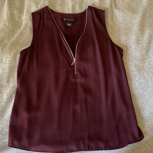 INC International Concepts Women's Burgundy Zip-Front Blouse